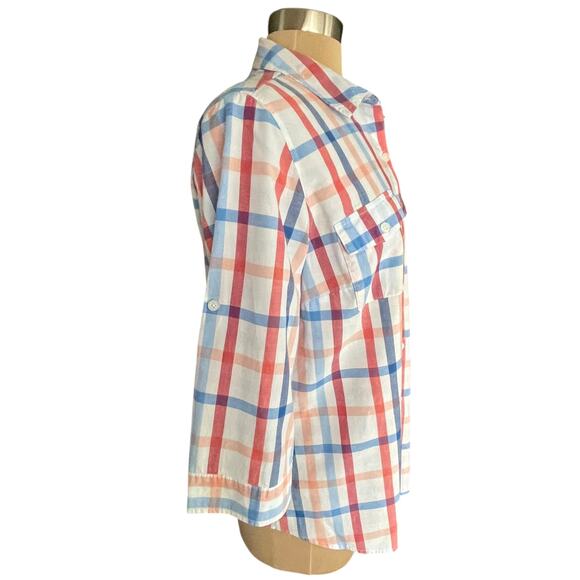 Croft & Barrow Plaid Button Down Short Sleeve Shirt Womens XL 100% Cotton Casual - Picture 3 of 9